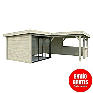 Palmako Caseta de jardín Lenna Set 709 Slide Plus (Medidas ext. (An x Pr): 628 x 628 cm, Madera, Natural)