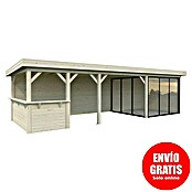 Palmako Caseta de jardín Lenna Set 415 Slide (Medidas ext. (An x Pr): 916 x 340 cm, Madera, Natural) | BAUHAUS