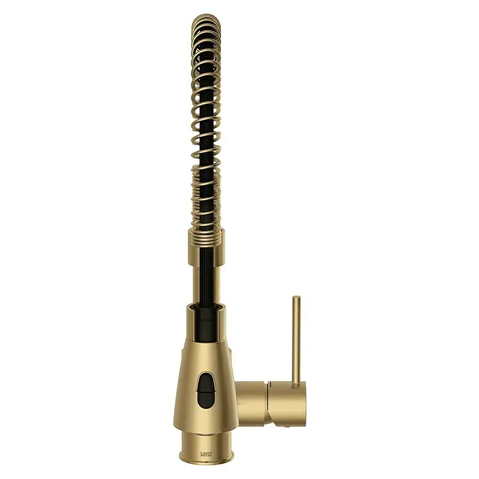 Lenz Spültischarmatur Kalani 2 - Gold, Matt, Höhe: 46 mm, Messing - Goldene Küchenarmatur von Lenz mit spiralförmigem Auslauf und modernem Design. Eine elegante Ergänzung für jede Küche mit praktischer Funktionalität.