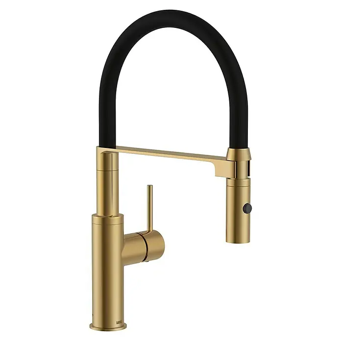Lenz Spültischarmatur Nalu - Gold, Matt - Moderne Küchenarmatur in Gold mit schwarzem, schwenkbarem Auslauf. Die Armatur vereint elegantes Design mit praktischer Funktionalität für den täglichen Gebrauch.