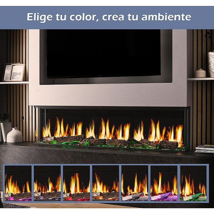 Focalpoint Chimenea eléctrica Ennolux LCD 59 (1.400 W, Gris/Negro, L x An x Al: 21,95 x 152,5 x 53 cm) | BAUHAUS