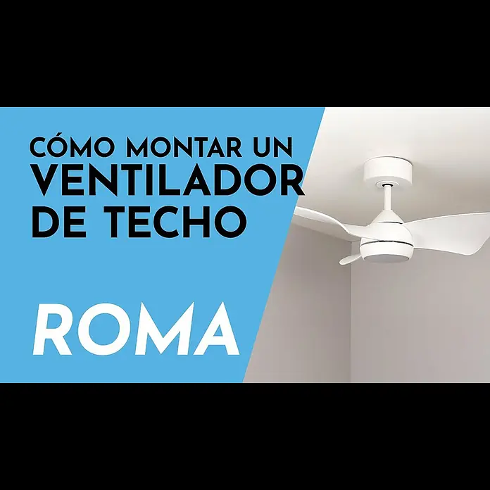 Arte confort Ventilador de techo Roma - Blanco/Madera, 76 cm, 16 W, Blanco cálido - ROMA |  Aprende a instalar un ventilador de techo
