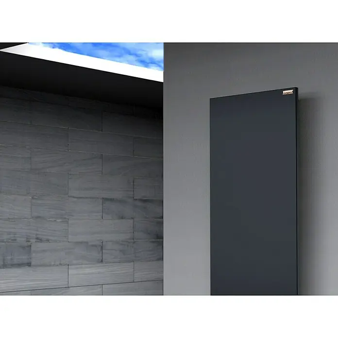 Szagato Designheizkörper Manhattan 2 - B x H: 470 x 1.200 mm, Wärmeleistung bei Vorlauftemperatur von 75 °C (D: 50): 799 W, Anthrazit, Ohne Handtuchhalter - Elegantes, modernes Paneelheizkörper-Design. Der Heizkörper fügt sich nahtlos in jeden Raum ein und bietet effiziente Wärme.