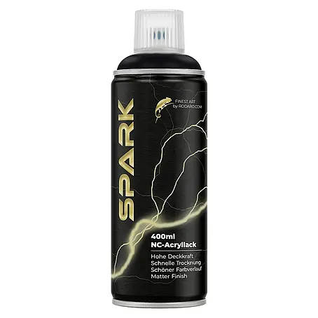 Spark  Farbspray Sprühfarbe 400ml Matte Farbe Tiefschwarz
