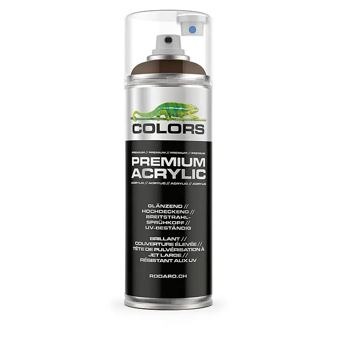Colors Farbspray Premium Acrylic Sprühfarbe 400ml RAL 8011 Nussbraun Glanz - RAL 8011 - Nussbraun Glanz, Sprühdose - Farbspraydose Premium Acryl von COLORS mit Chamäleon-Design, glänzend, hochdeckend und UV-beständig für vielseitige Anwendungen.