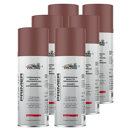 Colors  Farbspray Korrosionsschutzgrundierung Sprühlack 6er Set 400ml Rotbraun
