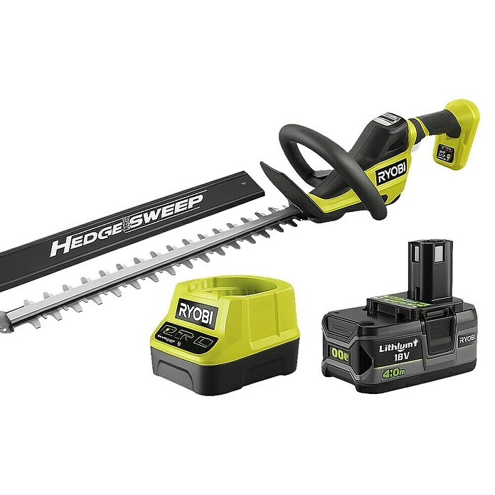 Ryobi Cortasetos de batería RY18HT50A-0 + Batería y cargador (18 V, Iones de litio, 1 batería, Longitud de corte: 50 cm) | BAUHAUS