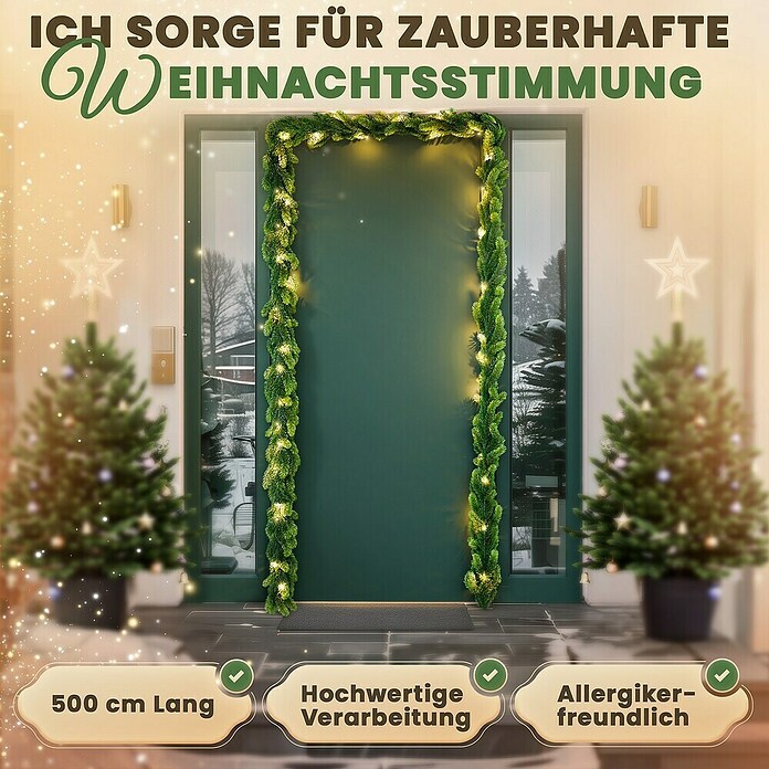 ArtiTree Weihnachtsgirlande Spritzguss LED (Ø x L: 30 cm x 5 m, Kunststoff, Warmweiß) | BAUHAUS