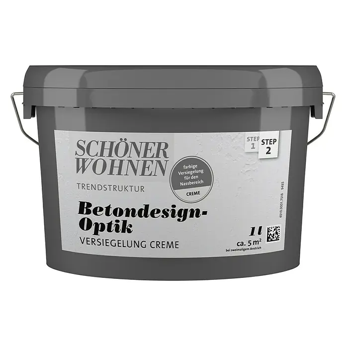 SCHÖNER WOHNEN-Farbe Betondesign-Optik Versiegelung - Creme, 1 l, Passend für: SCHÖNER WOHNEN-Farbe Betondesign-Optik Flächenspachtel - Eimer Schöner Wohnen Betondesign-Optik Versiegelung Creme für trendige Betonoptik im Innenbereich.