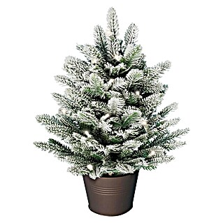 ArtiTree Künstlicher Weihnachtsbaum mit Schnee im Topf (Höhe: 80 cm, Weiß, LED-Beleuchtung)
