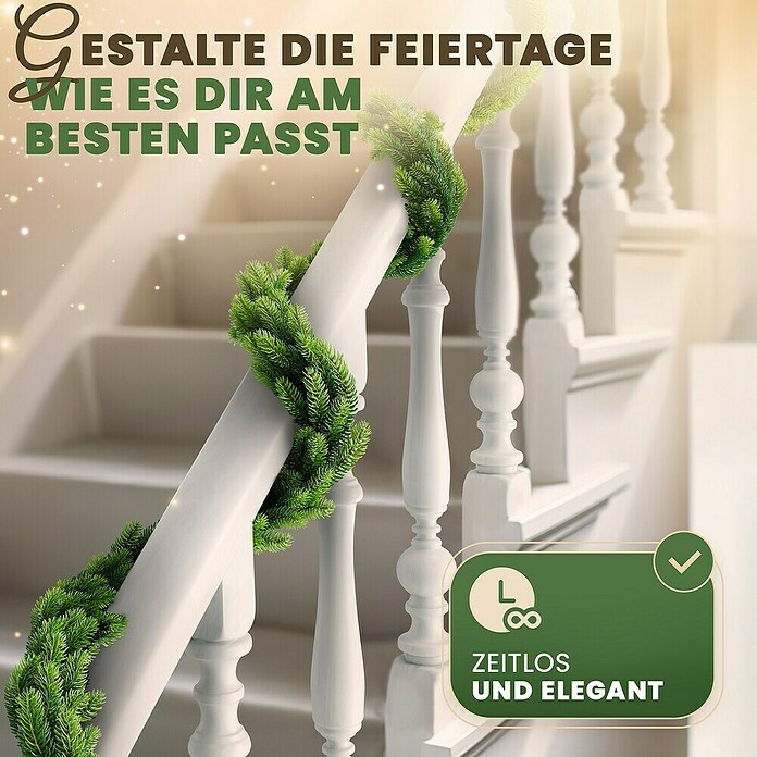 ArtiTree Weihnachtsgirlande Spritzguss LED (Ø x L: 30 cm x 5 m, Kunststoff, Warmweiß) | BAUHAUS