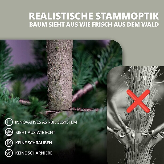 ArtiTree Künstlicher Weihnachtsbaum Nordmanntanne LED (Höhe: 210 cm, Grün, Standfuß) | BAUHAUS