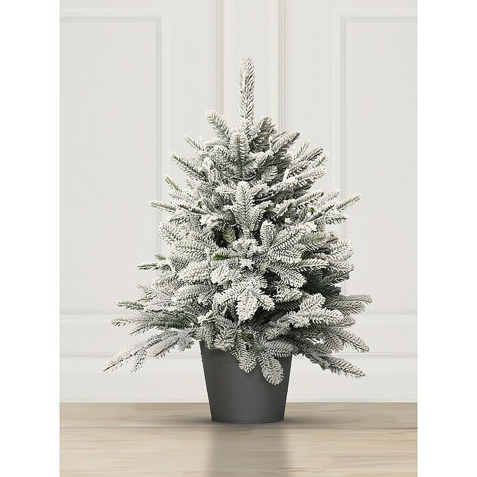 ArtiTree Künstlicher Weihnachtsbaum mit Schnee im Topf (Höhe: 60 cm, Weiß, LED-Beleuchtung) | BAUHAUS