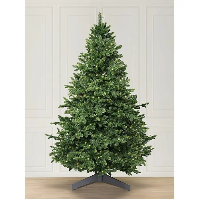 ArtiTree Künstlicher Weihnachtsbaum Nordmanntanne LED - Höhe: 180 cm, Grün, Standfuß - Geschmückter künstlicher Weihnachtsbaum mit warmweißen Lichtern und stabilem Metallfuß für eine festliche Atmosphäre im Haus.
