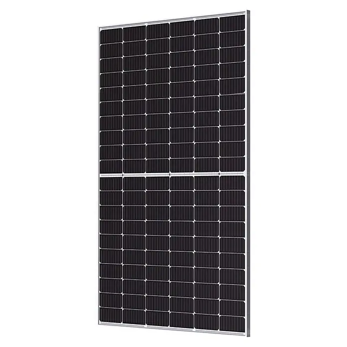 Hanersun Panel solar bifacial HN21RN-54HT - 500 W, Número de células solares: 108 ud. - Imagen de un panel solar: cuadrícula de celdas individuales enmarcadas para la generación de energía. Fuente energía sostenible.