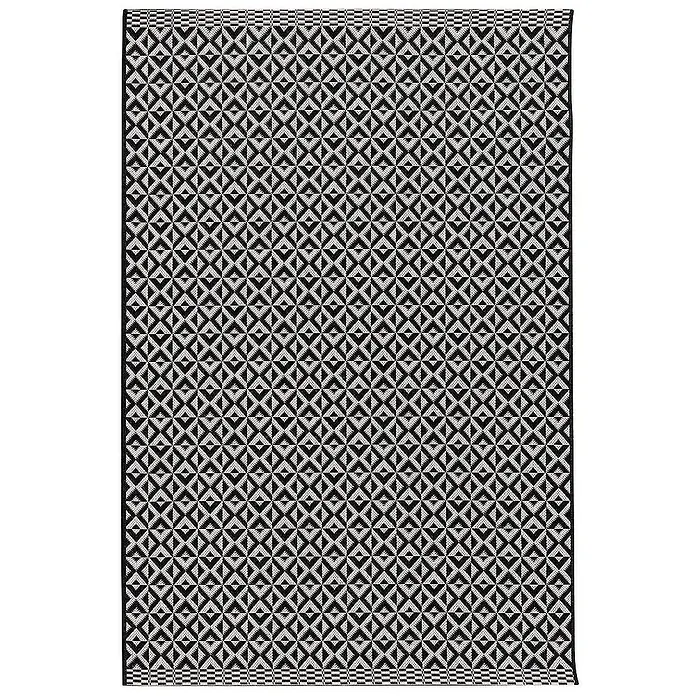 Dekoria Flachgewebeteppich - weiß, schwarz, 170 x 120 cm - Ein rechteckiger, schwarz-weißer Teppich mit einem geometrischen Rautenmuster, das sich über die gesamte Fläche erstreckt.