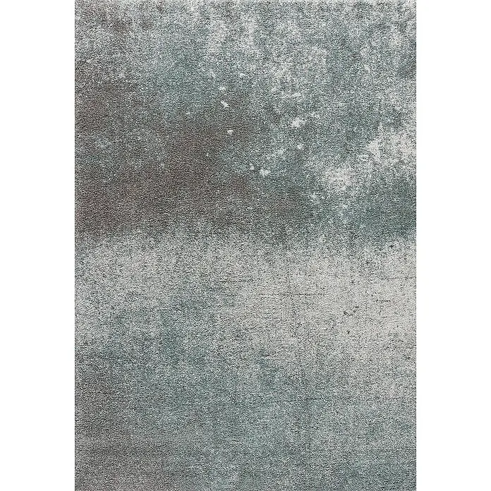 Dekoria Flachgewebeteppich - grau, grün, creme, 230 x 160 cm - Nahaufnahme eines Teppichs mit einem abstrakten, blau-grauen Muster, das eine subtile Textur und Tiefe aufweist. Das Design sorgt für einen modernen Touch.