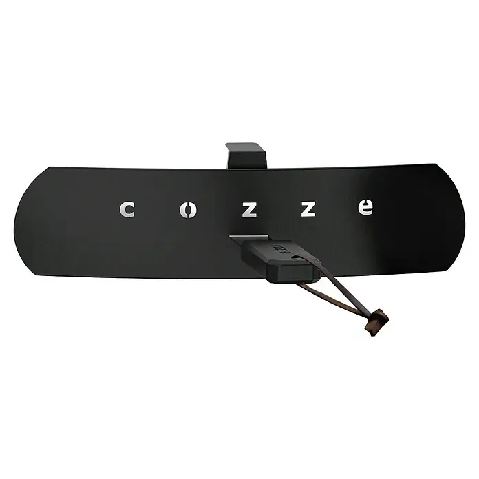 Cozze Pizzaofen Black Edition 13" mit drehbarem Pizzastein - Durchmesser Grillfläche: 34,5 cm, 6 kW - Schwarze COZZZE Stirnlampe mit Kabel und Befestigungselement für sicheren Halt und komfortable Beleuchtung bei Outdoor-Aktivitäten.