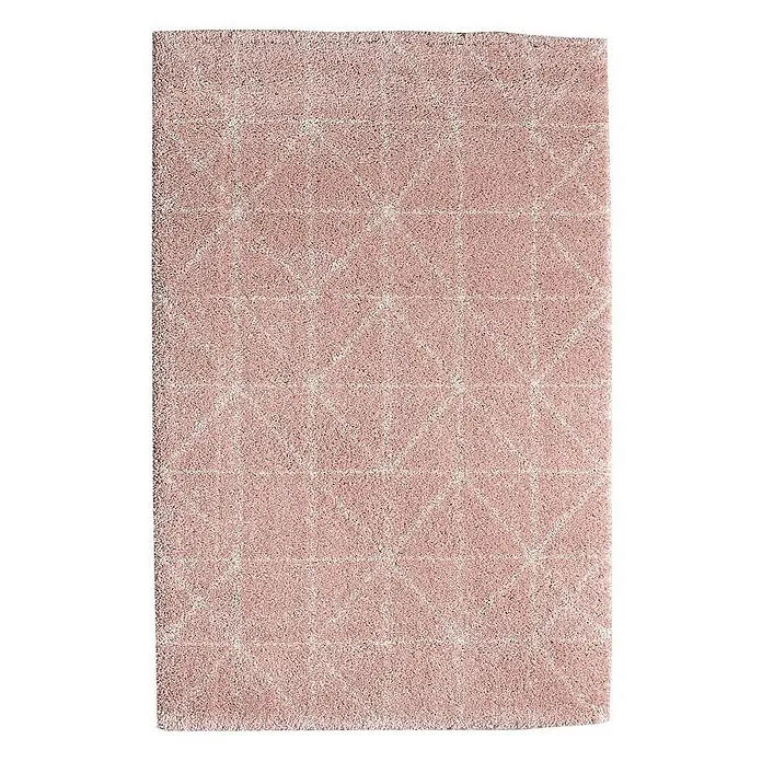 Dekoria Flachgewebeteppich - pink, 170 x 120 cm - Ein flauschiger rosa Teppich mit einem geometrischen Muster, der jedem Raum Wärme und Stil verleiht. Perfekt, um eine gemütliche Atmosphäre zu schaffen.