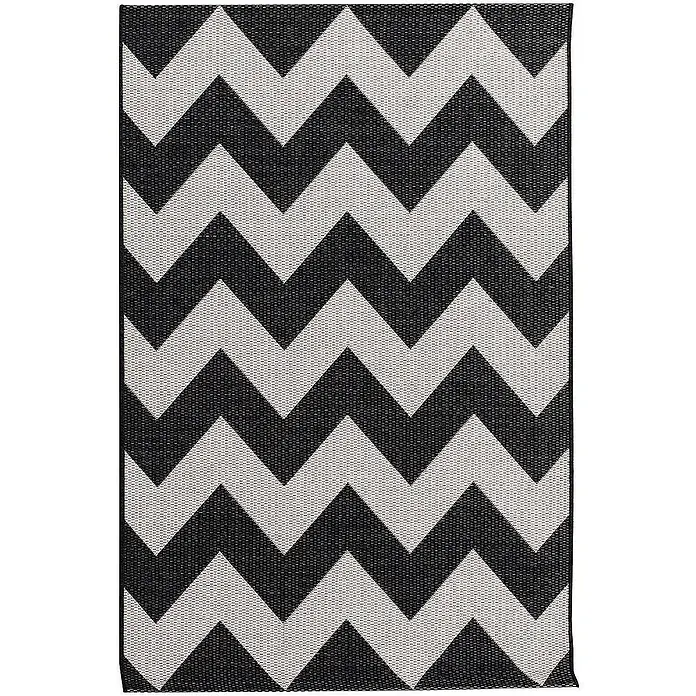 Dekoria Flachgewebeteppich - schwarz, beige, 230 x 160 cm - Schwarz-weißer Zickzack-Teppich mit modernem Design für jeden Wohnbereich.
