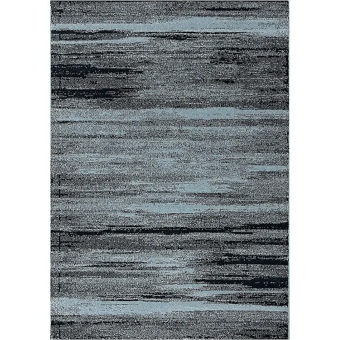 Dekoria Flachgewebeteppich - schwarz, blau, 170 x 120 cm - Moderner Teppich mit abstraktem Streifenmuster in Grau- und Blautönen. Ideal für Wohnzimmer und Schlafzimmer.