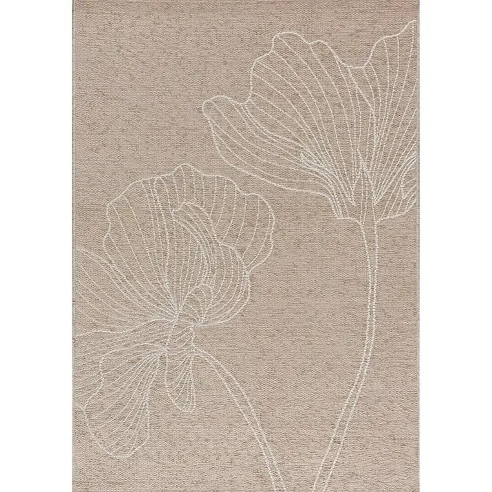 Dekoria Flachgewebeteppich - creme, beige, 170 x 120 cm - Beiger Teppich mit einem zarten, weißen Blumenmuster, das eine elegante und ruhige Atmosphäre schafft. Perfekt für ein stilvolles Zuhause.
