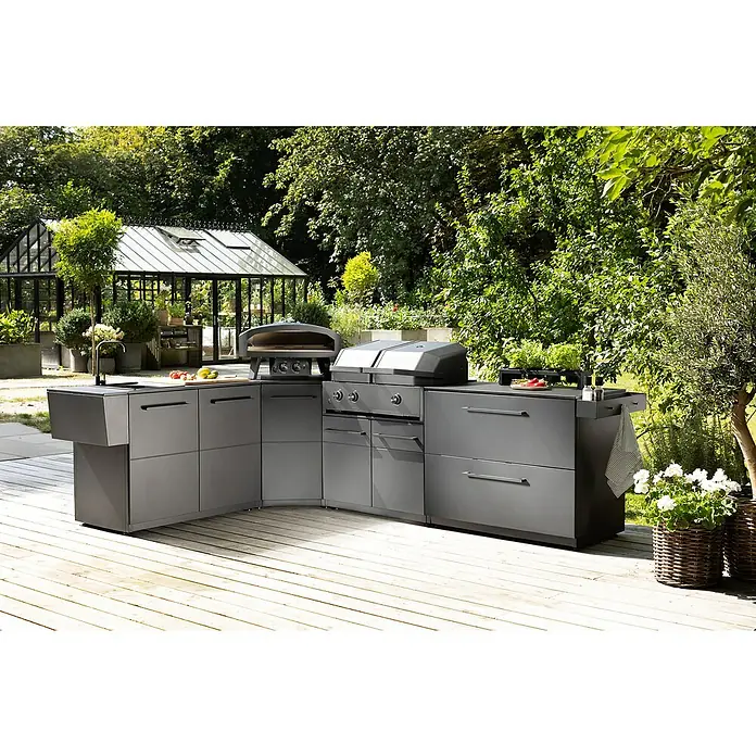 Cozze Elements Outdoorküchen-Modul Seitenschrank - Schwarz, B x T x H: 110 x 60 x 88,5 cm, Stahl - Stilvolle Außenküche mit Grill, Pizzaofen und Spüle. Perfekt für kulinarische Erlebnisse im Freien.
