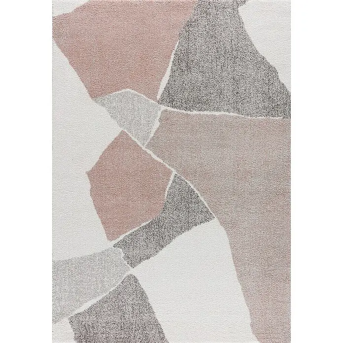 Dekoria Flachgewebeteppich - grau, pink, creme, bunt, 230 x 160 cm - Moderner Teppich mit abstraktem Design in Rosa-, Grau- und Weißtönen, ideal für ein stilvolles Zuhause.
