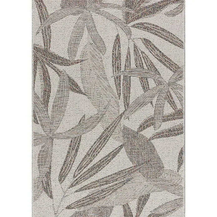 Dekoria Flachgewebeteppich - beige, braun, bunt - Strukturierter Teppich mit Blattmuster in neutralen Farben, ideal für Innen- und Außenbereiche.