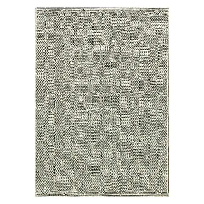 Dekoria Flachgewebeteppich - grün, 170 x 120 cm - Dieser Teppich zeigt ein geometrisches Blattmuster in Grau und Creme, das jedem Raum eine stilvolle Note verleiht. Ein echter Hingucker!