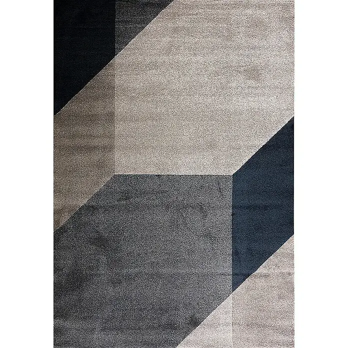 Dekoria Flachgewebeteppich - grau, dunkelblau, 290 x 200 cm - Der Teppich mit einem modernen, geometrischen Muster in Grau- und Schwarztönen ist ein echter Hingucker und verleiht jedem Raum eine stilvolle Note.