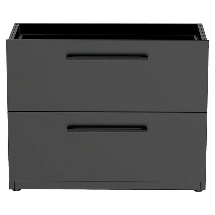 Cozze Elements Outdoorküchen-Modul Schubladenschrank - Schwarz, B x T x H: 110 x 60 x 88,5 cm, Stahl - Schwarzer Waschbeckenunterschrank mit zwei Schubladen und schwarzen Griffen für ein modernes Badezimmerdesign.