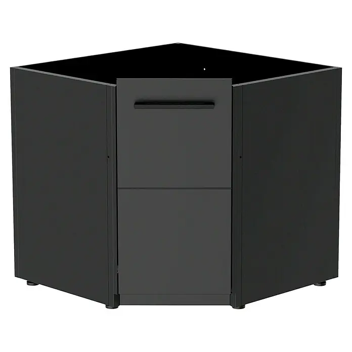 Cozze Elements Outdoorküchen-Modul Eckschrank - Schwarz, B x T x H: 90 x 90 x 88,5 cm, Stahl - Schwarzes Eckschrank-Design mit geraden Linien und minimalistischem Stil. Perfekt für moderne Büros oder stilvolle Wohnräume.