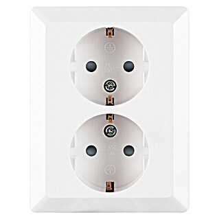 Ion Wandcontactdoos met randaarde 2-voudig (Alpin wit, 230 V, 16 A)