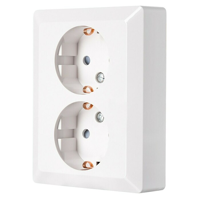 Ion Wandcontactdoos met randaarde 2-voudig (Alpin wit, 230 V, 16 A) | BAUHAUS