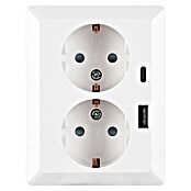 Ion Inbouwstopcontact 2-voudig + USD A en C (Alpin wit) | BAUHAUS