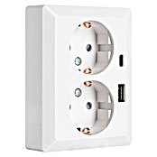 Ion Inbouwstopcontact 2-voudig + USD A en C (Alpin wit) | BAUHAUS