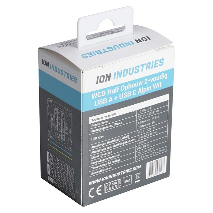 Ion Inbouwstopcontact 2-voudig + USD A en C (Alpin wit) | BAUHAUS