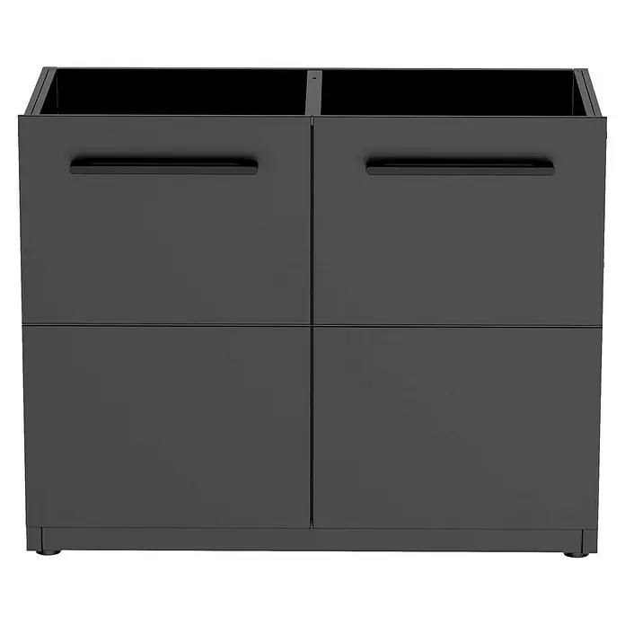 Cozze Elements Outdoorküchen-Modul Seitenschrank - Schwarz, B x T x H: 110 x 60 x 88,5 cm, Stahl - Schwarzer Küchenschrank mit vier Türen und Griffen. Der moderne Schrank ist ideal für die Aufbewahrung in der Küche.