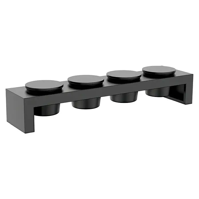 Cozze Toppingstation - Stahl, B x T x H: 60 x 13 x 10 cm - Schwarzer Gewürzständer mit vier Behältern. Der Gewürzständer ist aus Metall und hat eine moderne Optik, perfekt für die Küche.