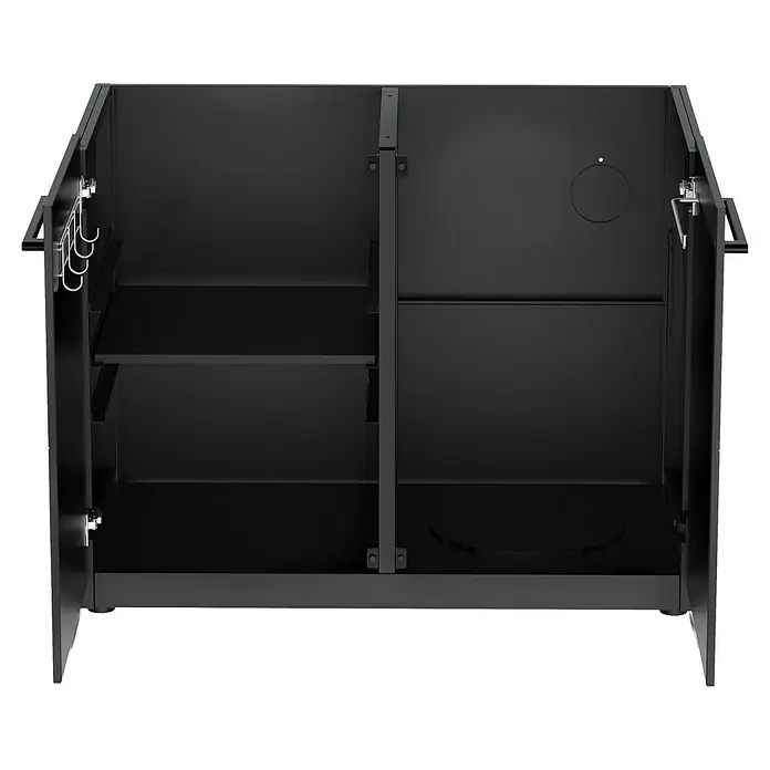 Cozze Elements Outdoorküchen-Modul Seitenschrank - Schwarz, B x T x H: 110 x 60 x 88,5 cm, Stahl - Schwarzer Schrank mit Fächern und Haken zur Aufbewahrung von Gegenständen. Er bietet praktischen Stauraum und ist ideal für Werkstatt oder Garage.