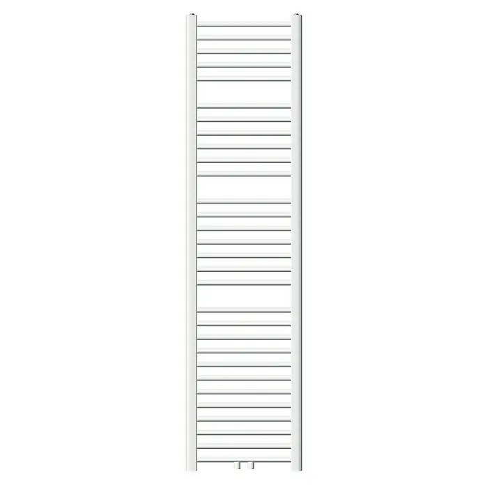 LuxeBath Badheizkörper Design Handtuchheizkörper Handtuchwärmer Mittelanschluss gebogen 580 W - B x H: 40 x 180 cm, Weiß - Ein weißer Handtuchwärmer im minimalistischen Design mit horizontalen Heizstäben und vertikalen Seitenteilen. Ideal für ein modernes Badezimmer.