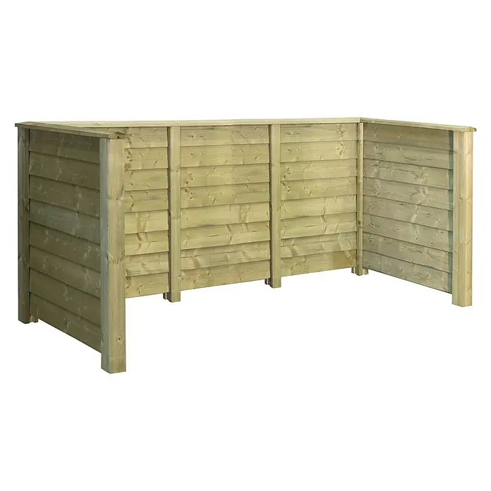 Plus Mülltonnenverkleidung Klink - 294 x 97 x 108 cm, Holz, Natur - Holz-Mülltonnenbox für drei Tonnen. Eine praktische Lösung für die diskrete Aufbewahrung von Mülltonnen im Außenbereich, aus Holz.