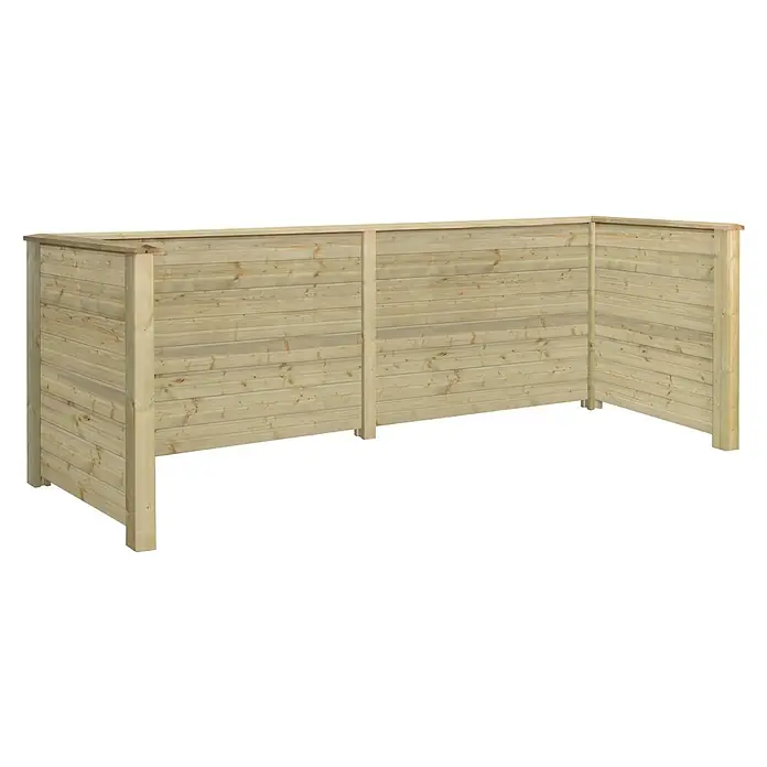 Plus Mülltonnenverkleidung Plank - 377 x 97 x 108 cm, Holz, Natur - Holzschutzzaun für den Garten, der Privatsphäre bietet und vor Wind schützt. Der Zaun besteht aus hellem Holz und hat eine robuste Konstruktion.