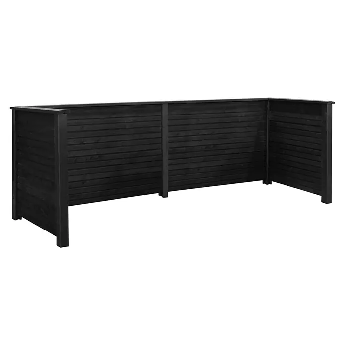 Plus Mülltonnenverkleidung Plank - 377 x 97 x 108 cm, Holz, Schwarz RAL 9005 - Schwarzer Sichtschutzzaun aus Holz, ideal für Garten oder Terrasse, bietet Privatsphäre und Schutz vor Wind und Wetter.