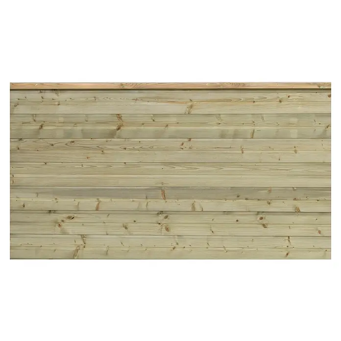 Plus Profilholz Plank - L x B x H: 91 x 174 x 2,5 cm, Natur - Nahaufnahme einer hellen Holzwand, die die natürliche Maserung und Textur des Holzes hervorhebt. Ideal für rustikale oder natürliche Designprojekte.