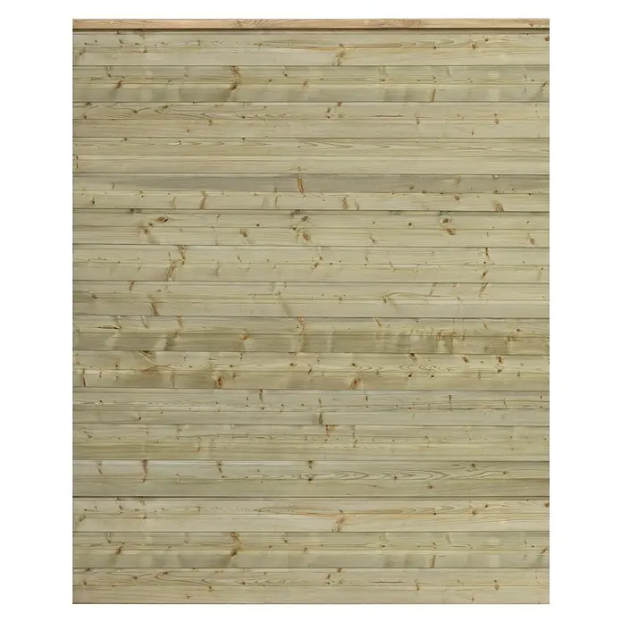 Plus Profilholz Plank - L x B x H: 203 x 174 x 2,5 cm, Natur - Nahaufnahme einer hellen Holzwand mit horizontalen Brettern und natürlicher Holzstruktur. Ideal für rustikale oder moderne Designs.