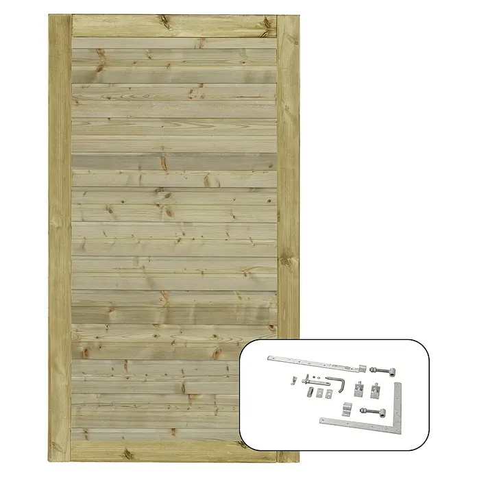 Plus Gartentor Plank Inkl. Beschläge - L x B x H: 163 x 100 x 4,4 cm, Fichte, Natur - Holztor-Set: Komplettes Set mit Beschlägen für den Bau eines robusten und ansprechenden Holztors für Garten oder Grundstück, langlebig und einfach zu montieren.