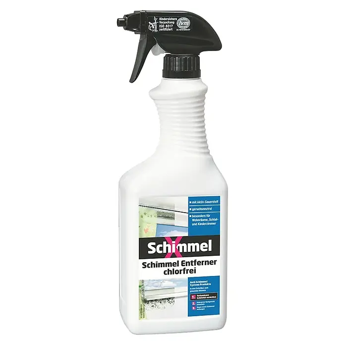 SchimmelX Schimmel-Entferner Chlorfrei - 750 ml, Flasche - Bild einer Sprühflasche Schimmelentferner.
