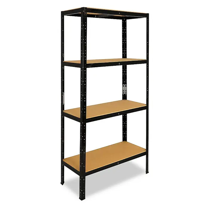 shelfplaza Schwerlastregal BLACK - H x B x T: 200 x 120 x 23 cm, Traglast pro Boden: 175 kg, Stecken, schwarz - Schwarzes Regal mit vier Regalböden zur Aufbewahrung von Gegenständen. Robuste Konstruktion für maximale Stabilität.